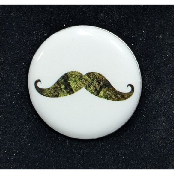 Quirky Hipster Cannabis Print Moustache Pin - Picture 3 of 4